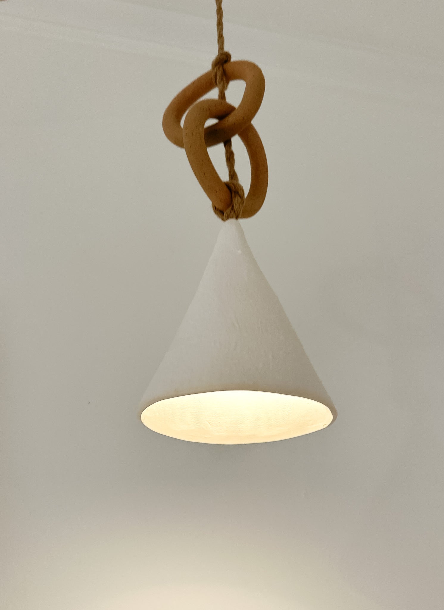 Handmade ceramic loops pendant light, alternate angle