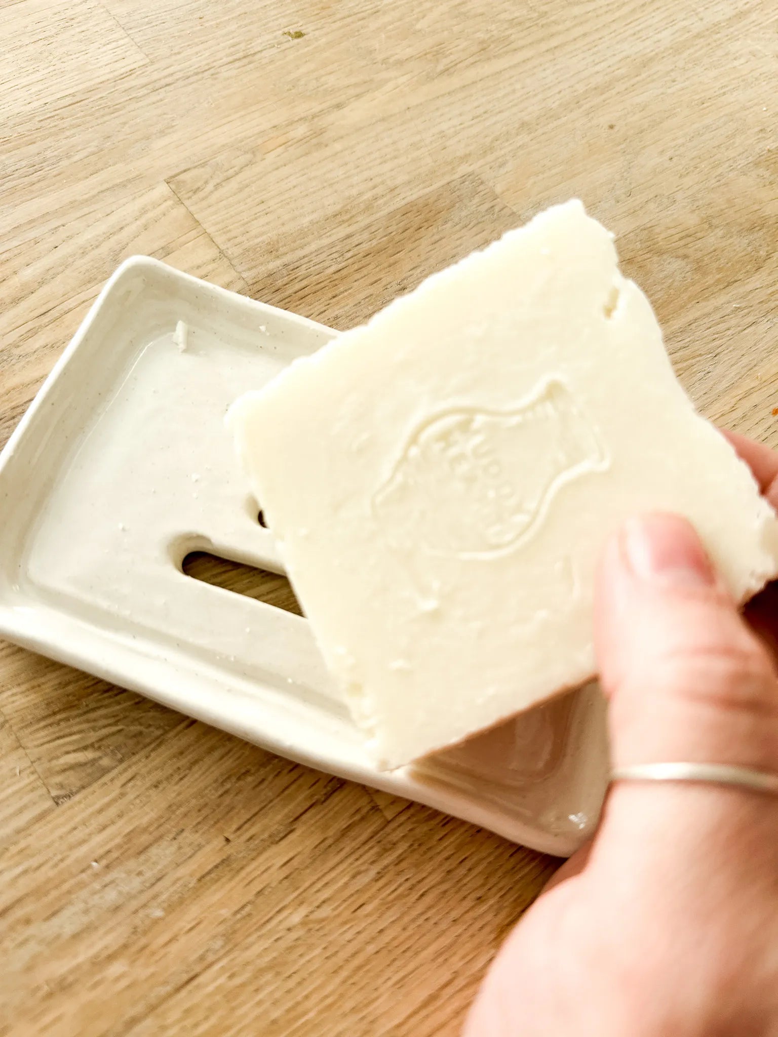 Ceramic soap dish and Castile soap bar gift set