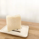 Gift-ready ceramic soap dish set in a neutral finish