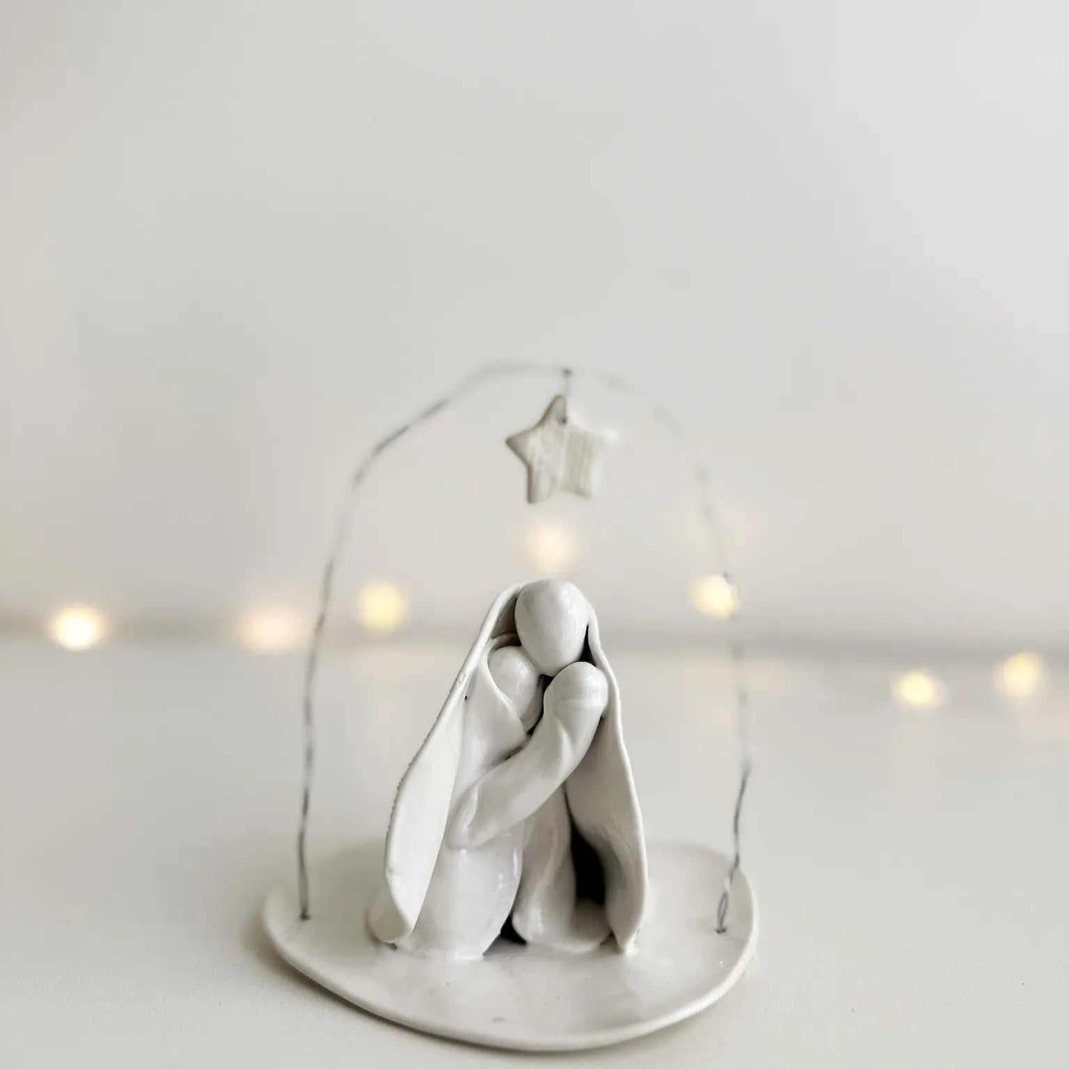 Handmade ceramic minimal nativity set with clean modern lines