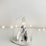 Handmade ceramic minimal nativity set with clean modern lines