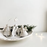 Modern minimalist ceramic nativity scene for a holiday mantel