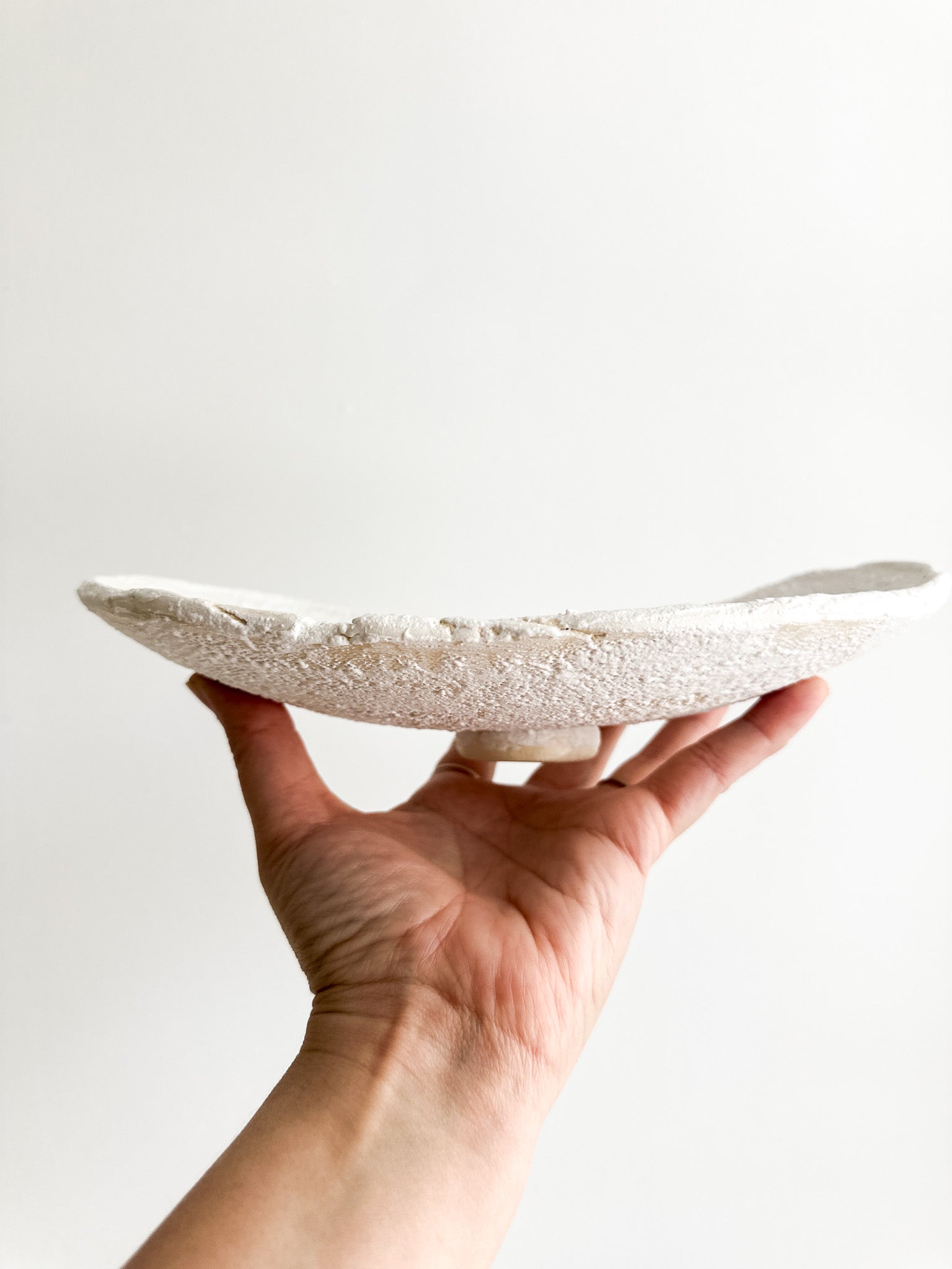 Elevated ceramic serving dish in a neutral finish