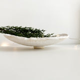 Neutral-toned footed serving dish for the table