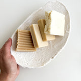Footed ceramic platter for serving appetizers and cheese