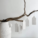 Handmade porcelain canal house Christmas ornament with Scandinavian styling