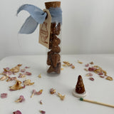 Close-up of natural hand-rolled incense cones