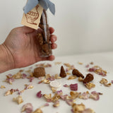 Completely natural hand-rolled incense cones grouped in a small pile