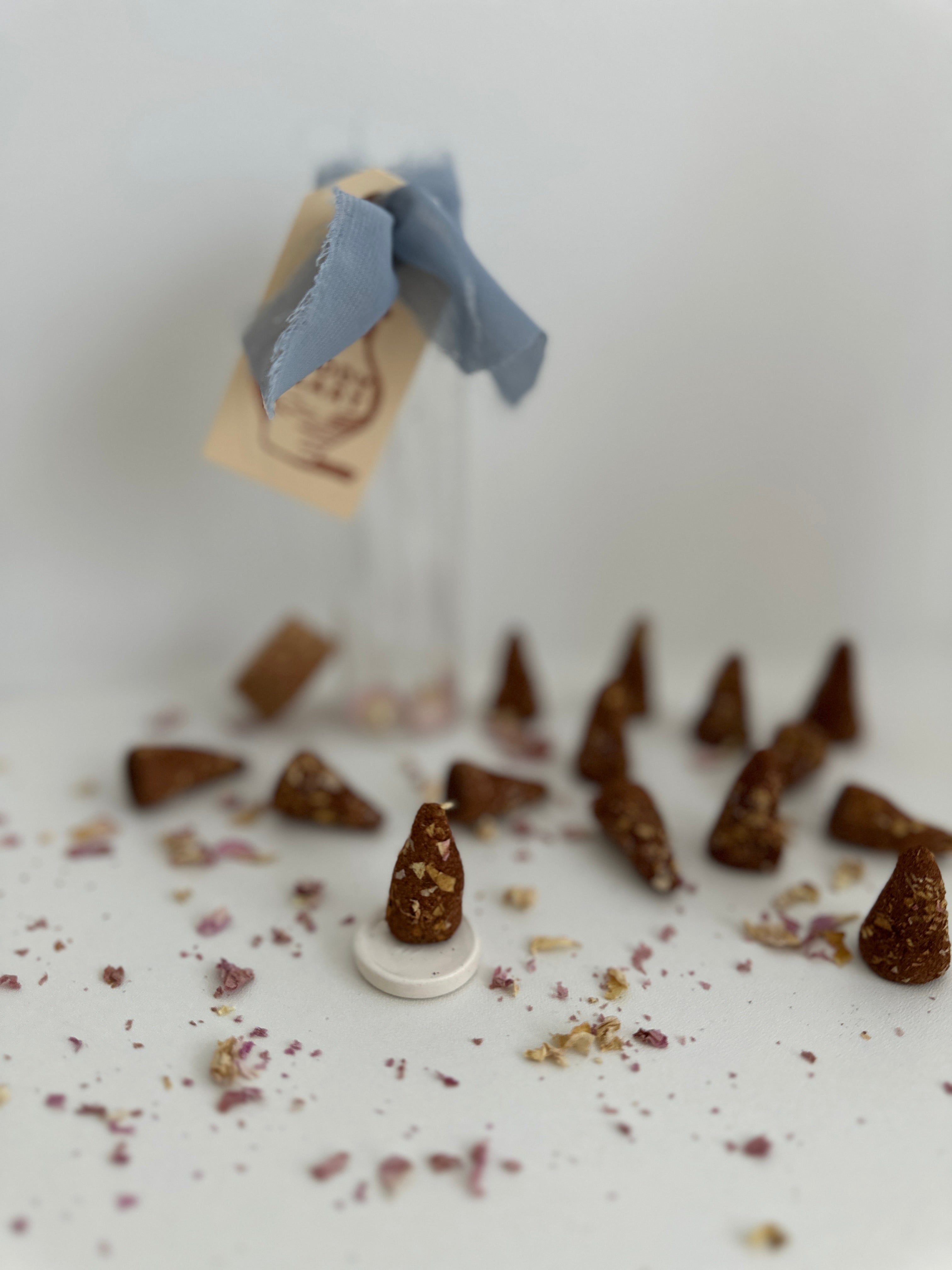 Hand-rolled incense cones in a sampler set