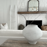 Handmade ceramic art vessel with a neutral matte finish