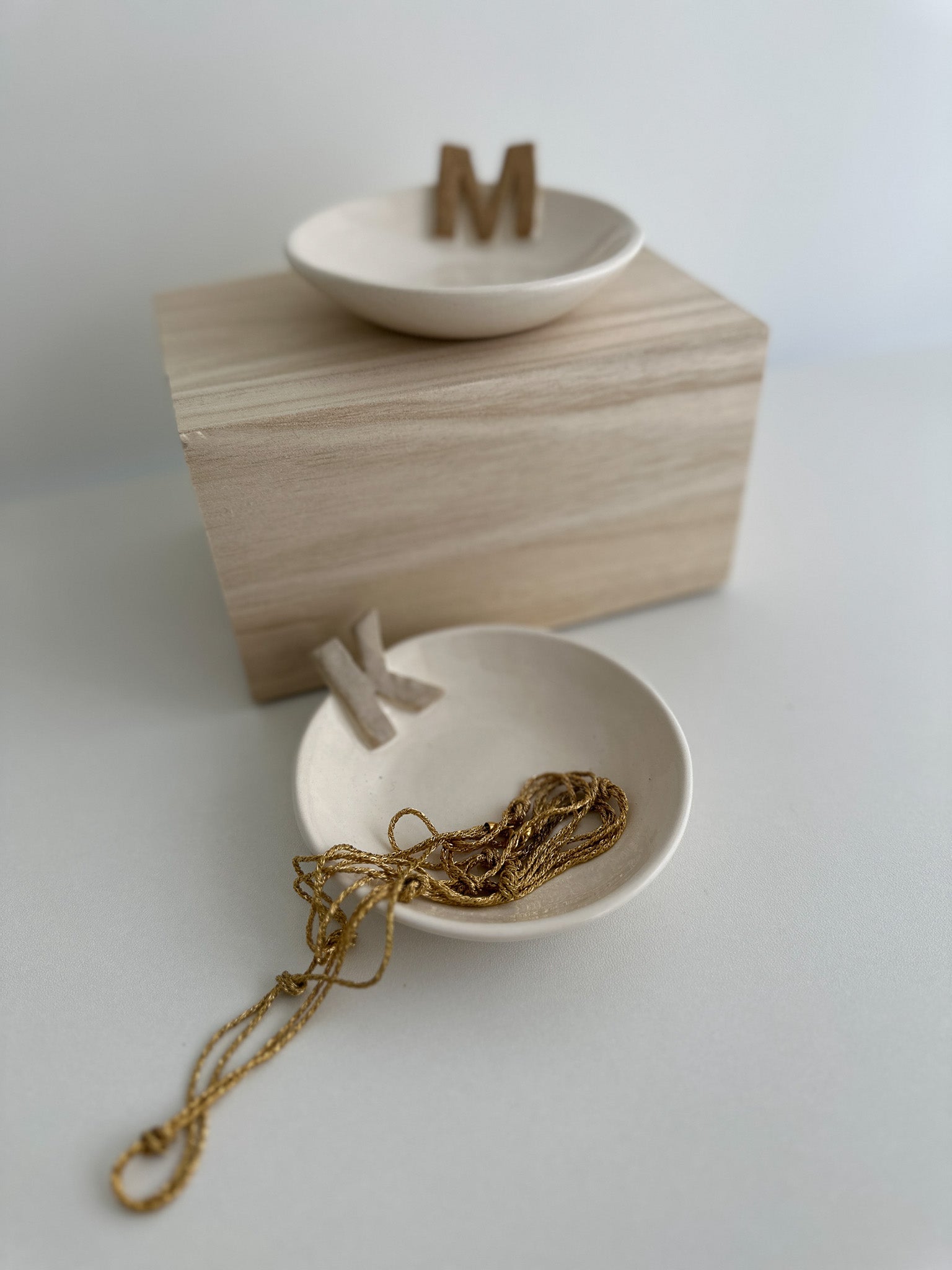 Personalized ceramic initial dish for rings and small treasures