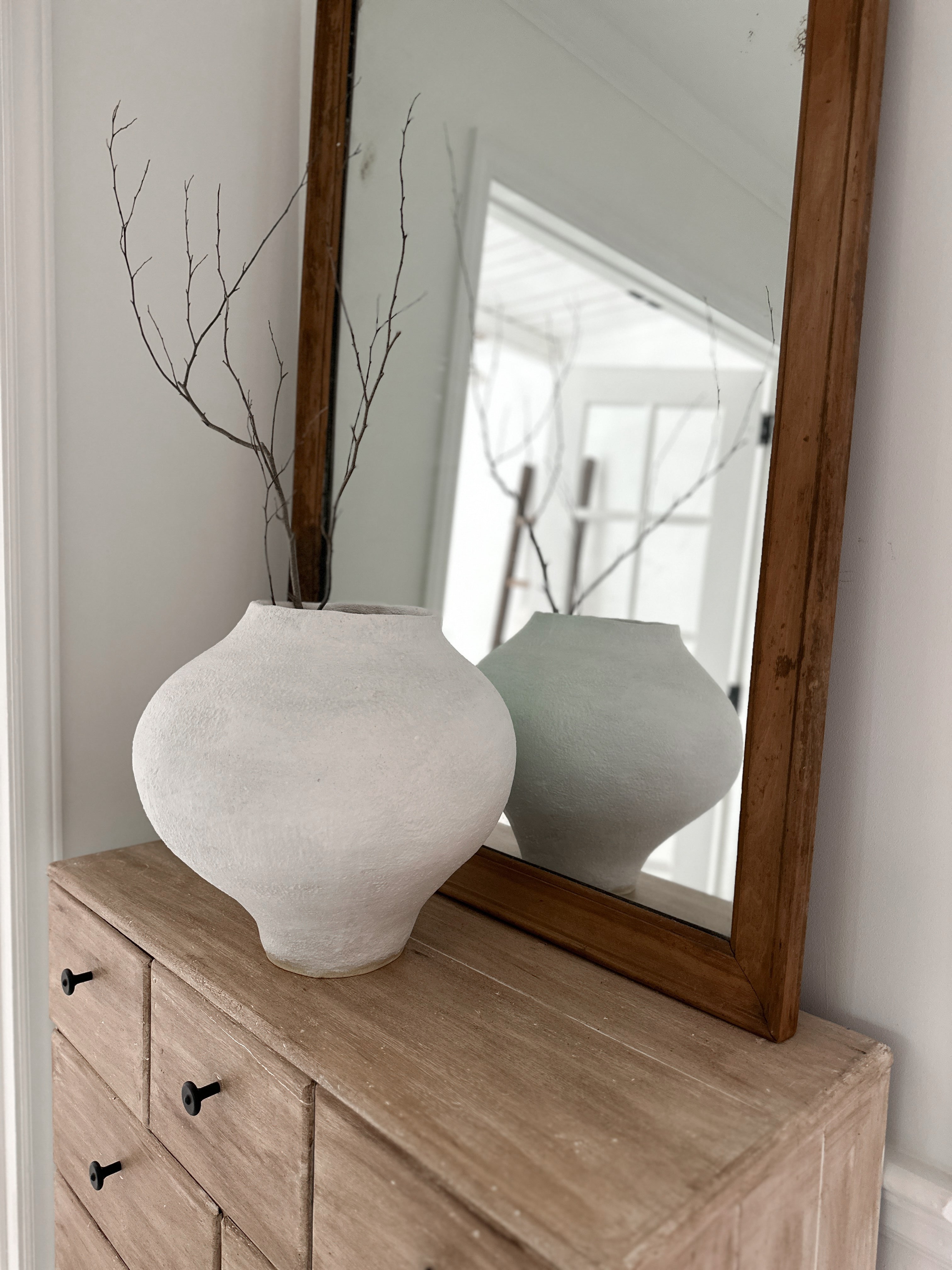 Large sculptural ceramic art vessel inspired by ancient pottery forms