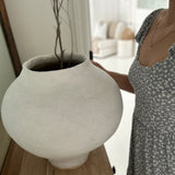 Handmade sculptural stoneware vessel in a neutral tone