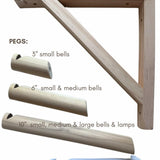 Wall mounting hardware for hanging handmade ceramic bells and wall art