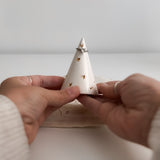 Handmade ceramic ring cone carved with little hearts and gilded in real 22-karat gold