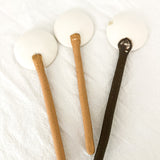 Handmade ceramic coffee and spice spoons in buff and espresso glazes, seconds-sale pieces from Muddy Heart