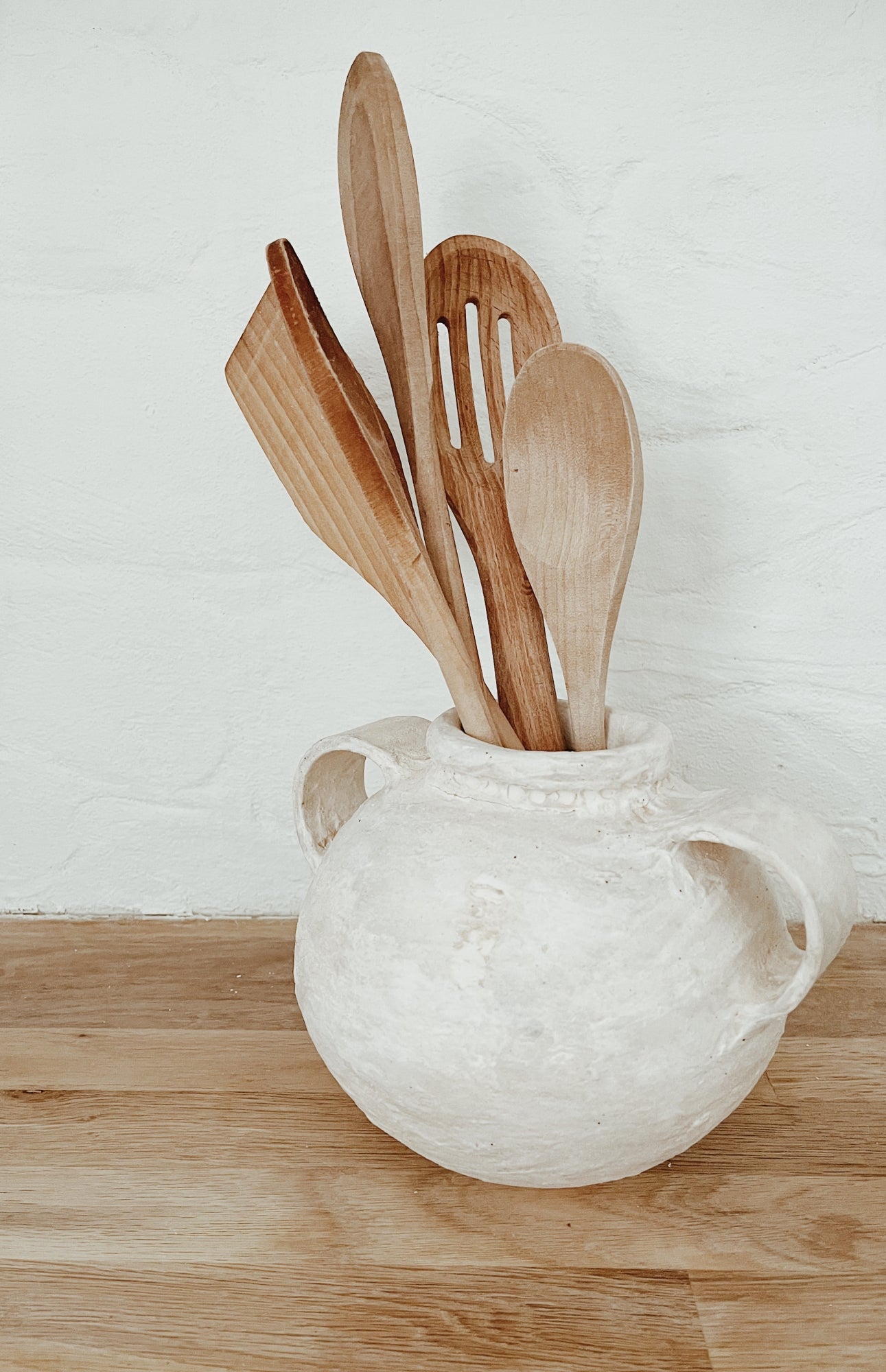 Handmade wide-mouth ceramic olive jar vessel with raw clay exterior by Muddy Heart