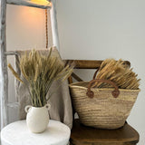 Bundle of 100 natural dried wheat stems in golden tones with soft sage undertones, 16 inches long, for autumn vase and mantel decor
