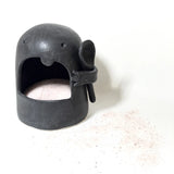 Ceramic monster salt cellar with a lidded opening for salt or spices