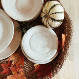 Handmade rustic speckled stoneware dinnerware with white glazed interior by Muddy Heart