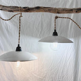 Handmade wide ceramic pendant lamp, 11 inches wide, a seconds-sale piece