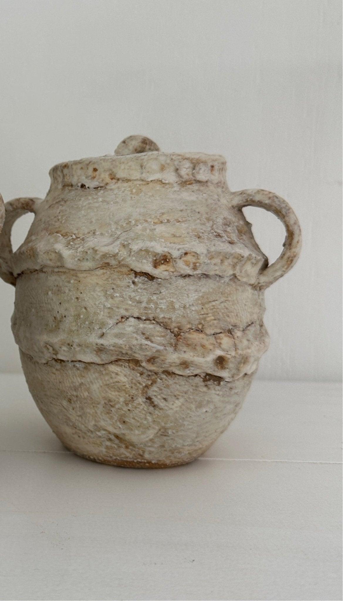 Artisanal ceramic jar for stylish interior decoration
