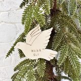 Personalized dove porcelain ornament with 22k gold luster