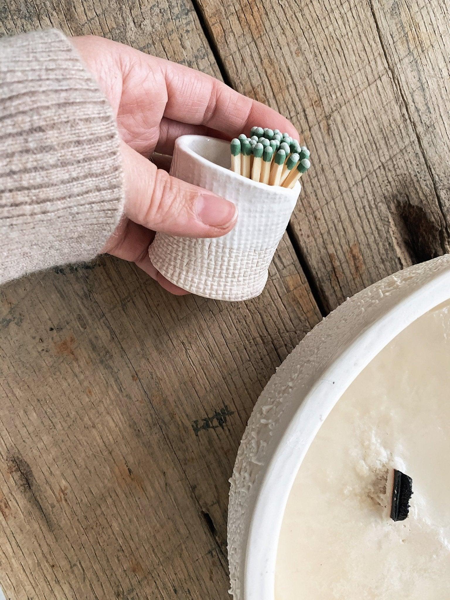 Handmade ceramic match keeper and striker with two compartments by Muddy Heart
