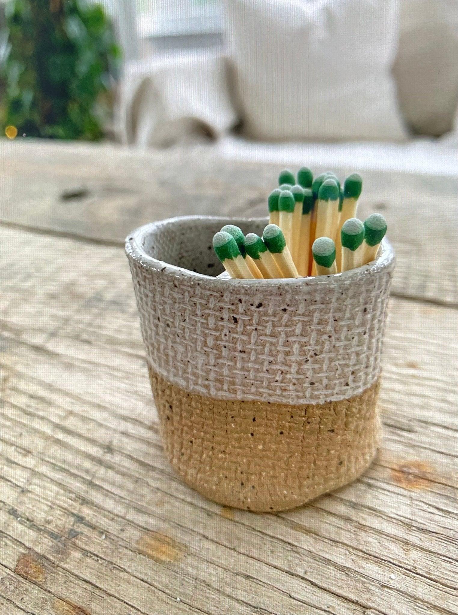 Handmade ceramic match keeper and striker with two compartments by Muddy Heart