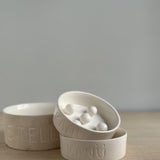 Personalized ceramic dog dish, dishwasher safe