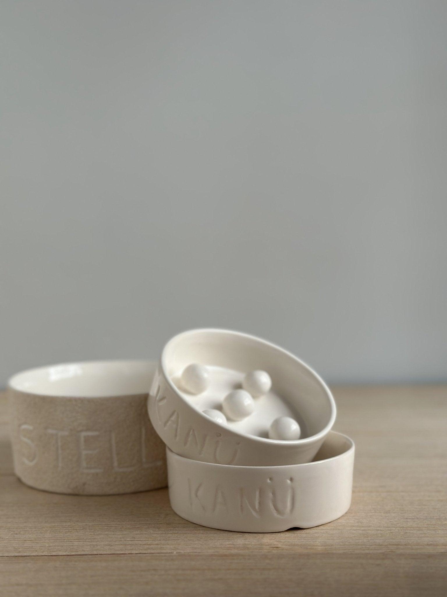 Personalized ceramic dog dish, dishwasher safe