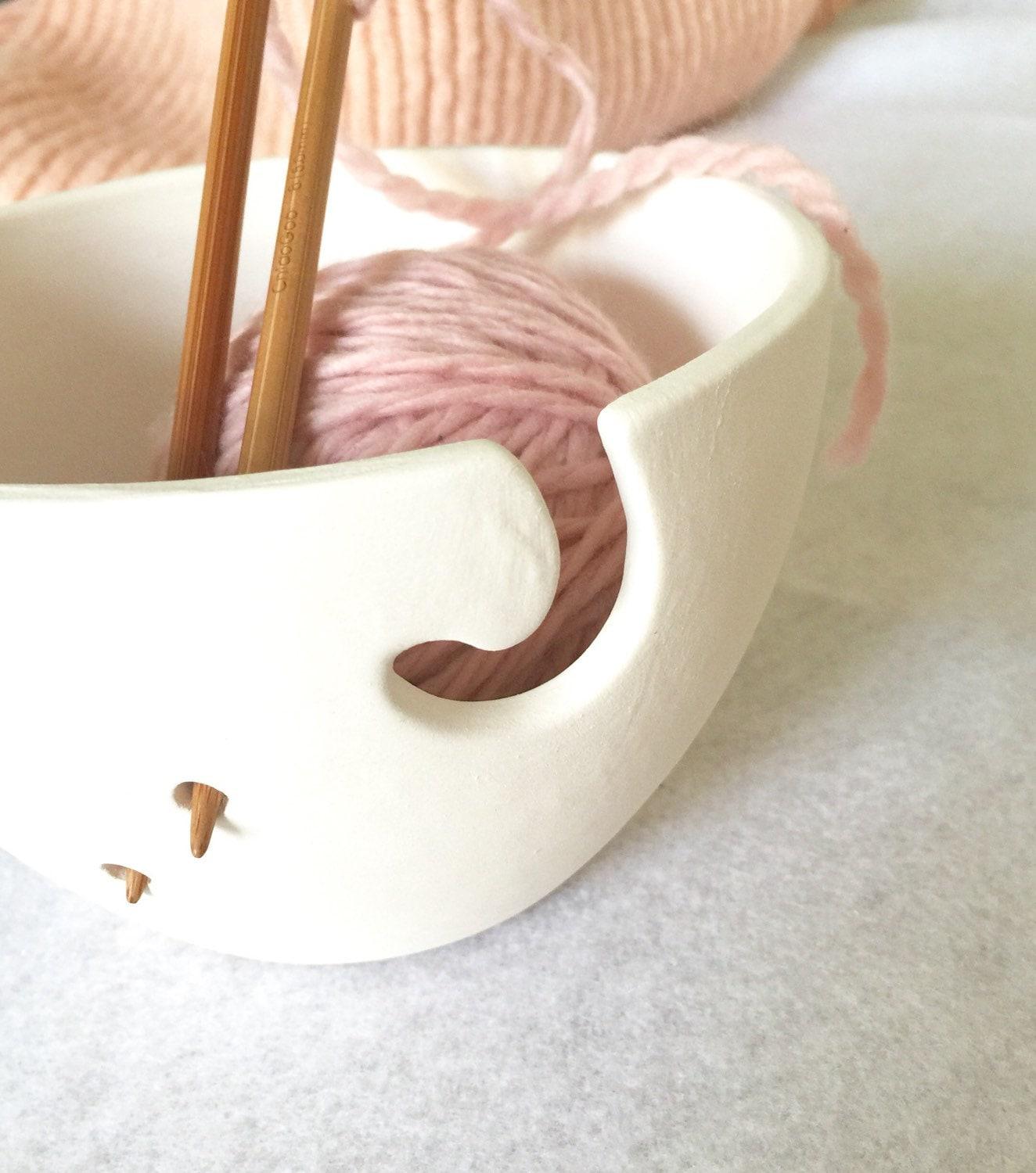 Handmade ceramic yarn bowl for knitting and crochet