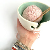 Handmade ceramic yarn bowl for knitting and crochet