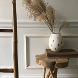 Handmade ceramic pod vase with 22-karat gold luster accent in a neutral glaze by Muddy Heart