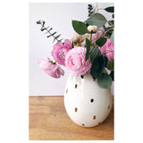 Handmade ceramic pod vase with 22-karat gold luster accent in a neutral glaze by Muddy Heart