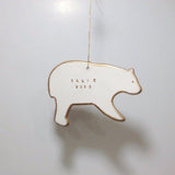 Personalized porcelain polar bear ornament with gold or silver luster