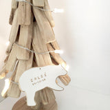Personalized porcelain polar bear ornament with gold or silver luster