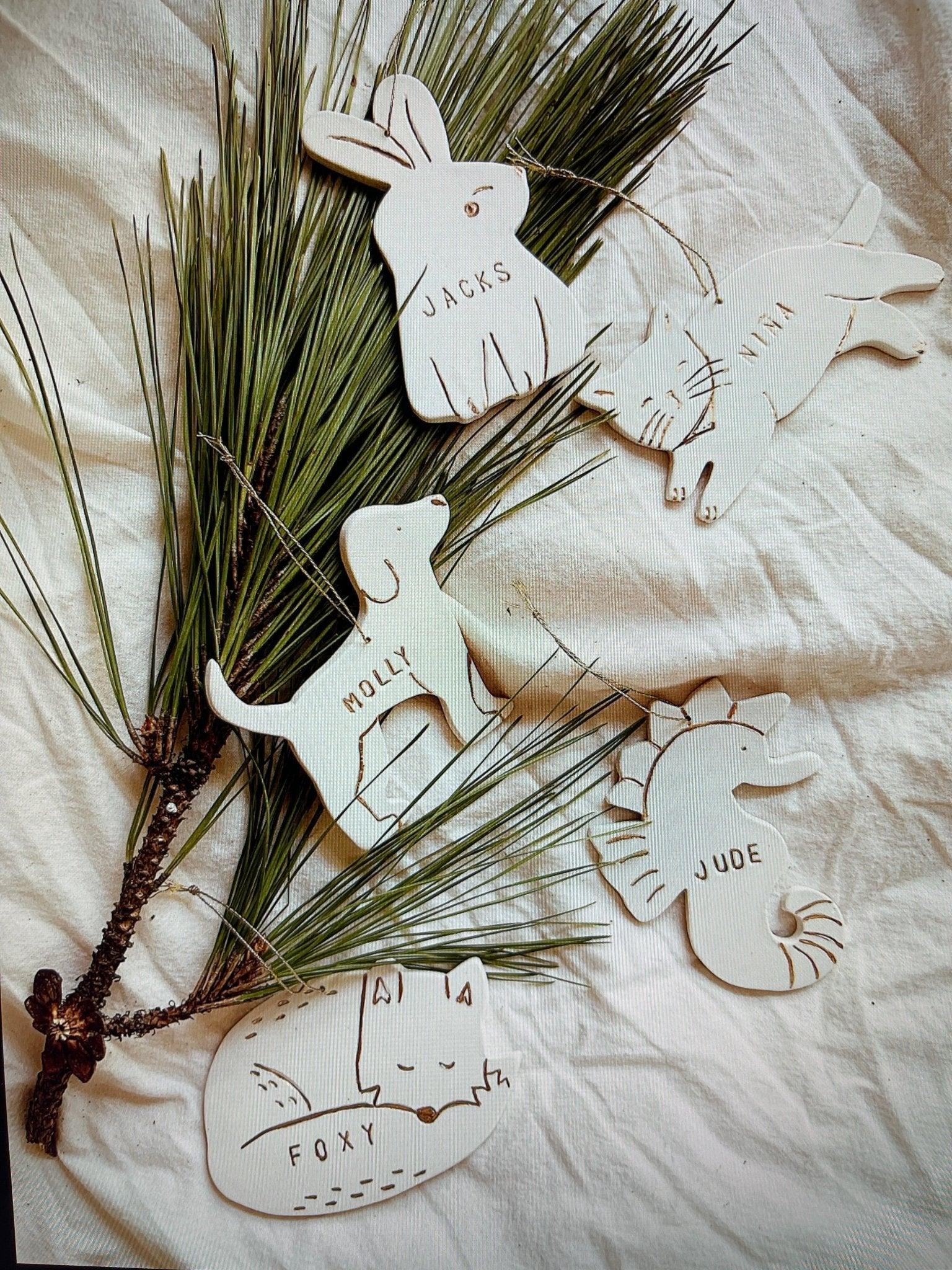 Personalized porcelain seahorse ornament with 22K gold luster by Muddy Heart