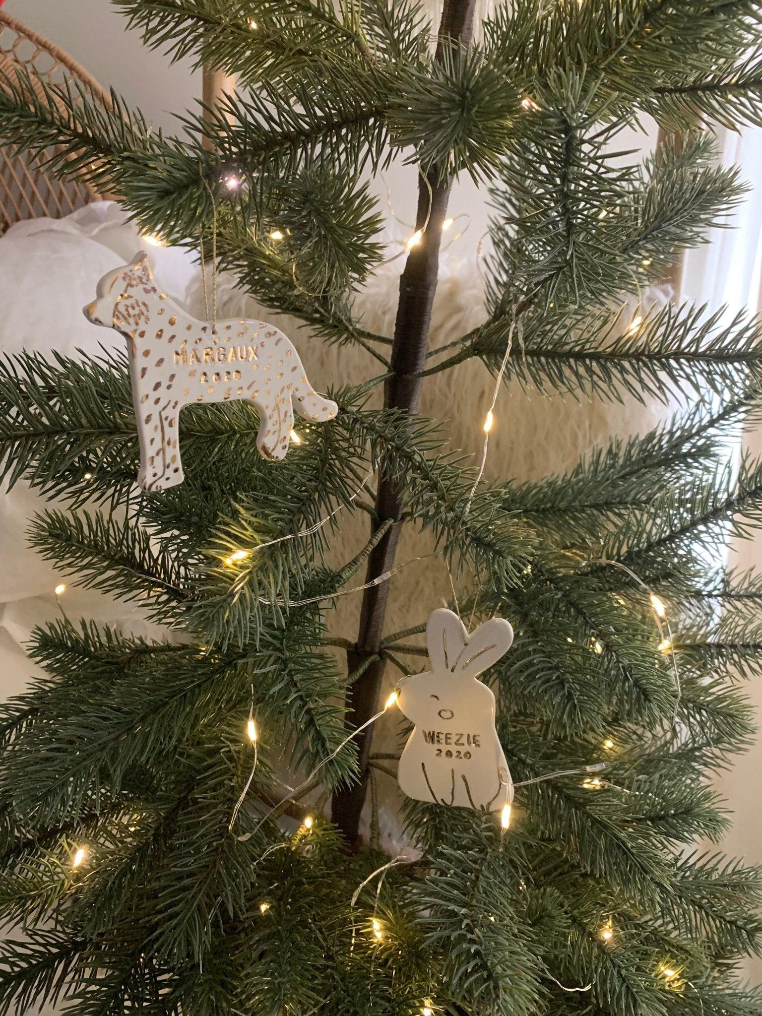 Personalized porcelain seahorse ornament with 22K gold luster by Muddy Heart
