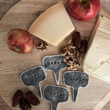 Handmade set of four porcelain cheese markers for a cheese board