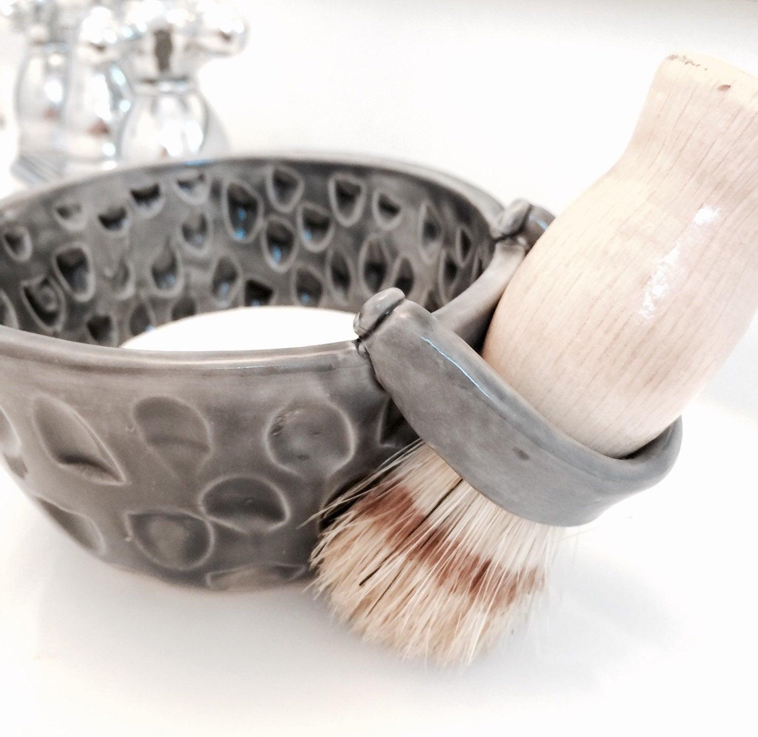 Handmade ceramic shaving mug set with brush by Muddy Heart