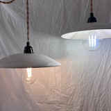 Wide bell-shaped ceramic pendant light, handmade seconds-sale piece